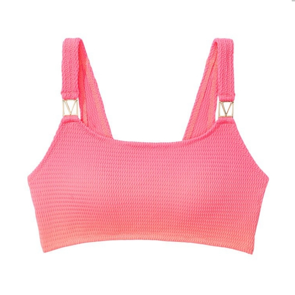 🌺VICTORIA'S SECRET The Wave Scoop Swim Top Size L/XL Pink Dip Dye